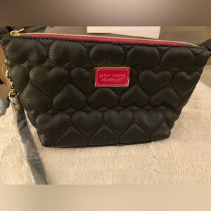 Betsey Johnson black heart makeup bag